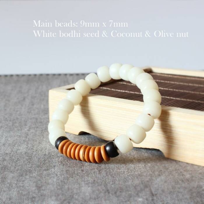 Df 62 Natural White Bodhi Seed Coconut shell Olive Nut Bracelet