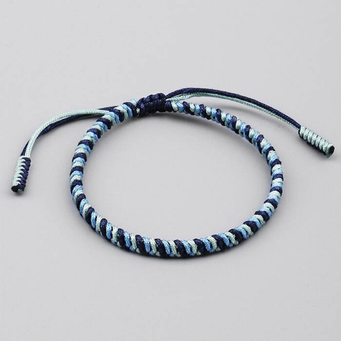 Tibetan Handmade Lucky Bracelet - Deep Blue & Light Blue