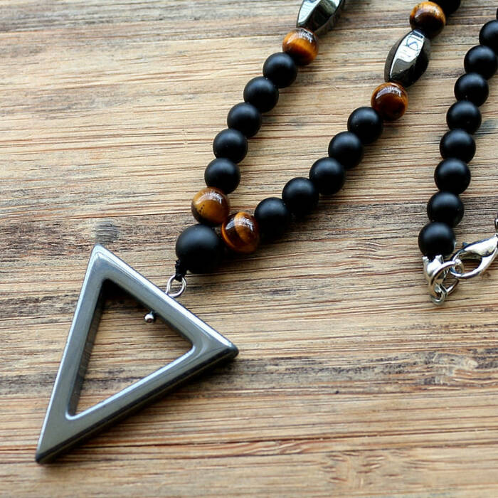 Trinity of Knowledge, Love and Awareness Hematite Necklace