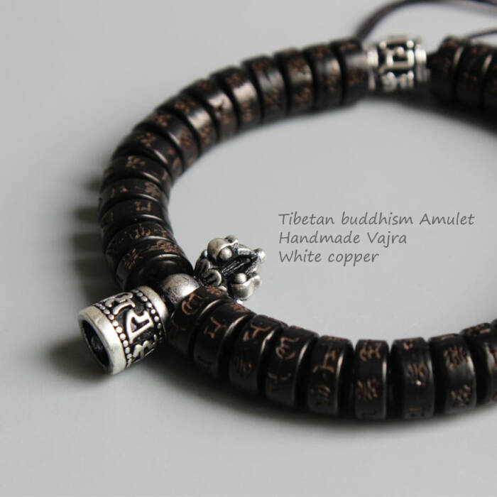 Tibetan Vajra Charm Coconut Shell Bracelet