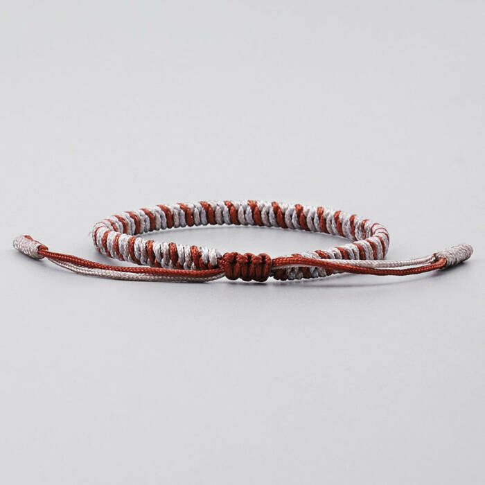 Tibetan Handmade Lucky Bracelet - Coral Red & Silver