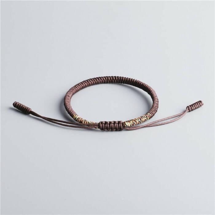 Tibetan Handmade Lucky Bracelet - Multi Golden & Chocolate Brown
