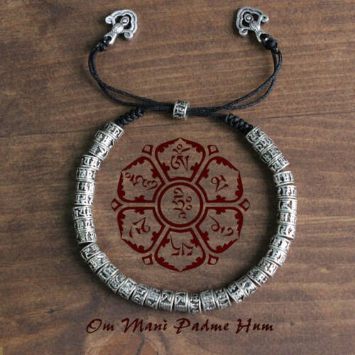 Df 50 Traditional Tibetan Buddhism Bracelet - Six True Words Mantra carved