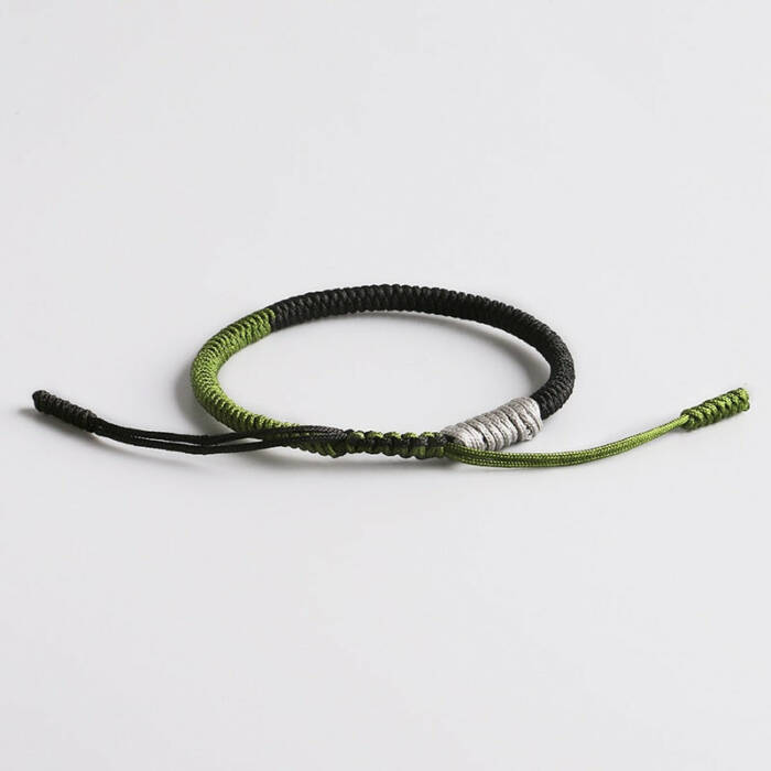 Tibetan Handmade Lucky Bracelet - Green-Black-Silver