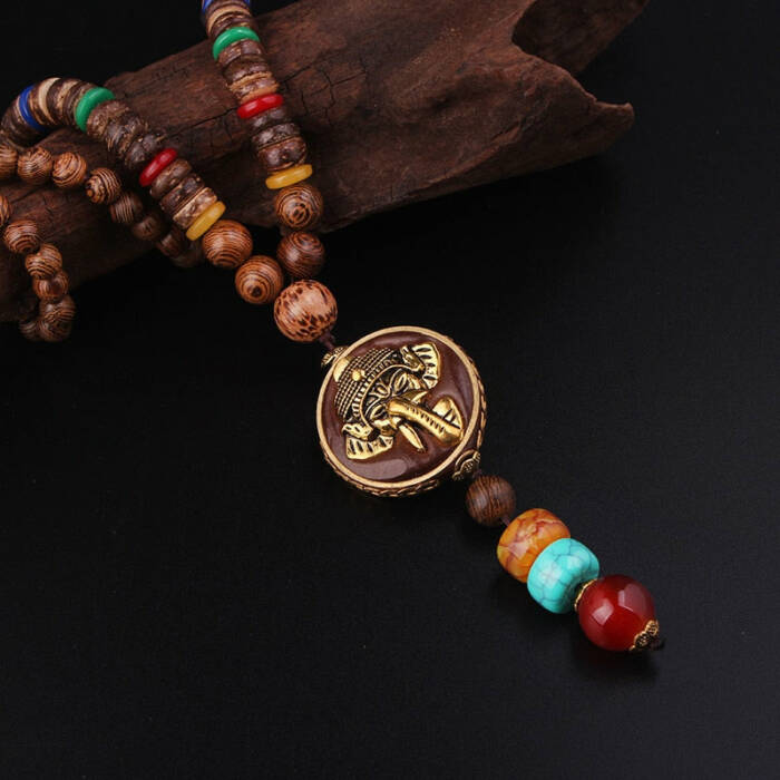 fashion evade gold Egypt elephant ethnic necklace,stones  plate Nepal jewelry,handmade sandalwoods vintage India necklace