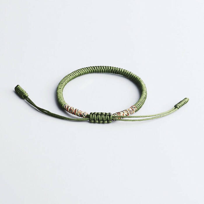 Tibetan Handmade Lucky Bracelet - Multi Golden & Emerald Green