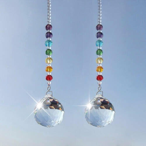 Df 96 Crystal Prism Ball Chakra Rainbow Suncatcher - 2 Pieces Pack