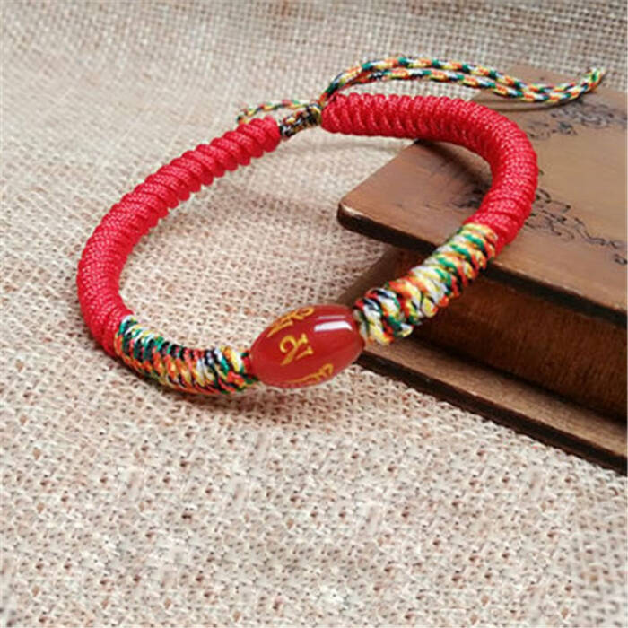 Tibetan Agate Bead Charm Bracelet - Calm and Purity