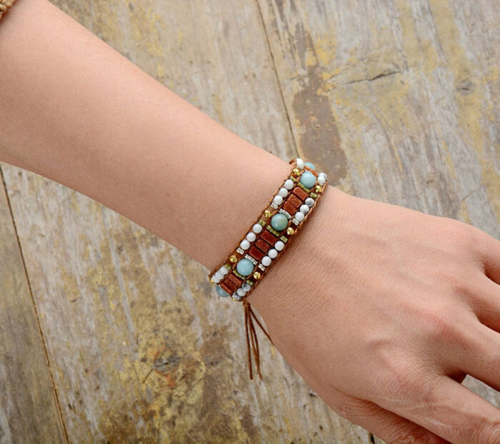Howlite & Amazonite Cuff Bracelets