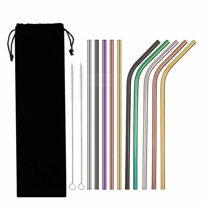 4Pcs Stainless Steel Reusable Drinking Straws