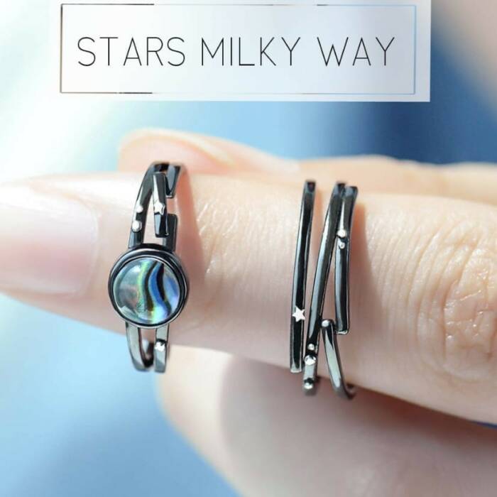Milky Galaxy Abalone Ring