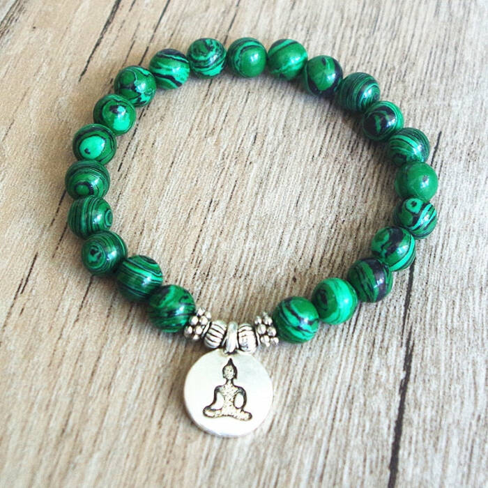 Green malachite stone beaded bracelet - Calm and Purity