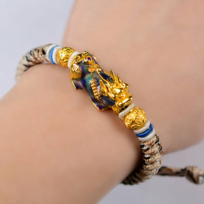 Df Gold Dragon Lucky Brave Bracelet - Stone color change with Temperature