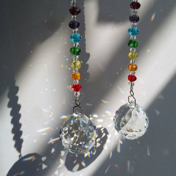 Df 96 Crystal Prism Ball Chakra Rainbow Suncatcher - 2 Pieces Pack