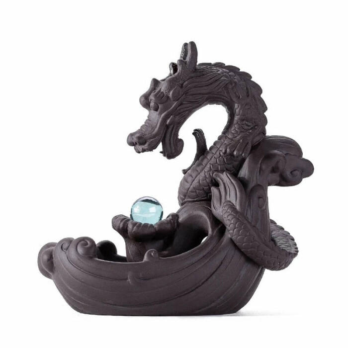Ceramic Dragon Back-flow Incense Burner - 20 Incense Cones free gift