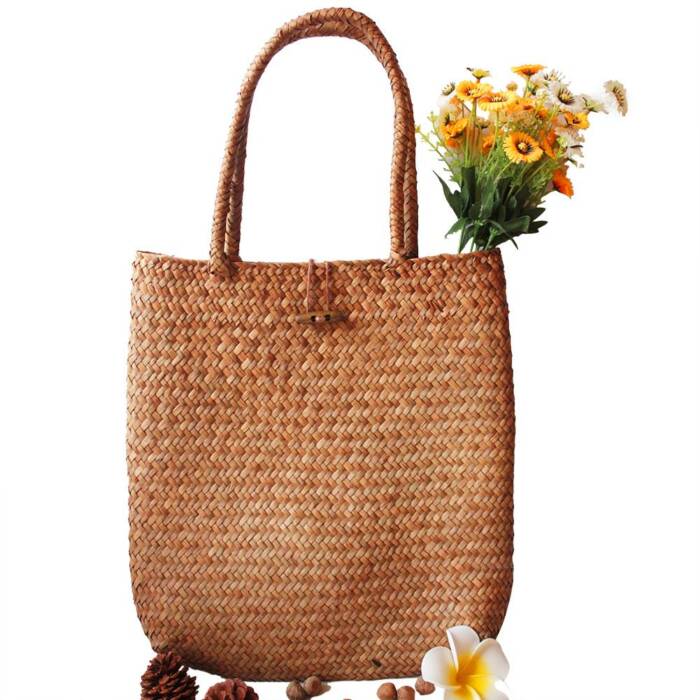 Df 130 Rattan Grass Shoulder Bags Straw with Button