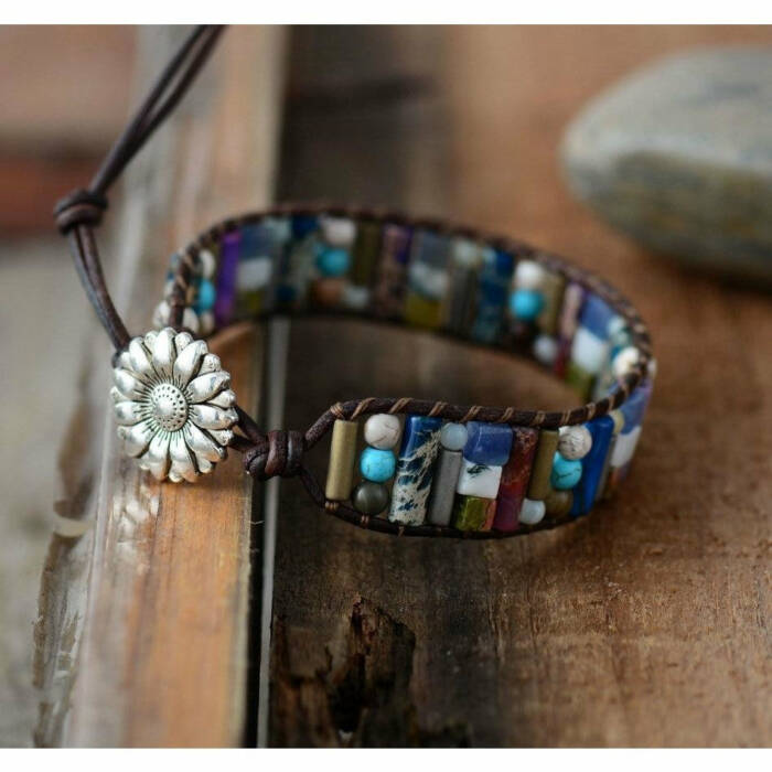 Bohemian Natural Stone Cuff Bracelet