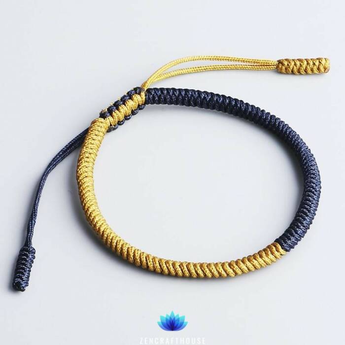 Handmade Tibetan Lucky Bracelet - Clementine Yellow & Deep Blue