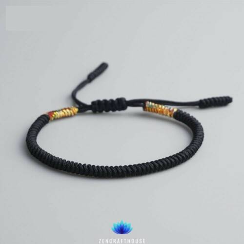 Tibetan Handmade Lucky Bracelet - Black and Multi-golden
