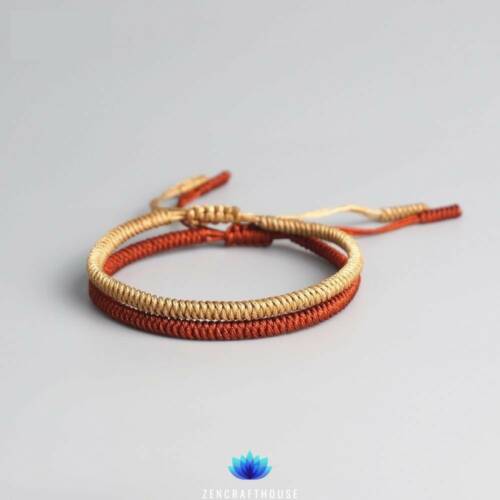 Tibetan Handmade Lucky Bracelet - 2 pieces Gold and Red
